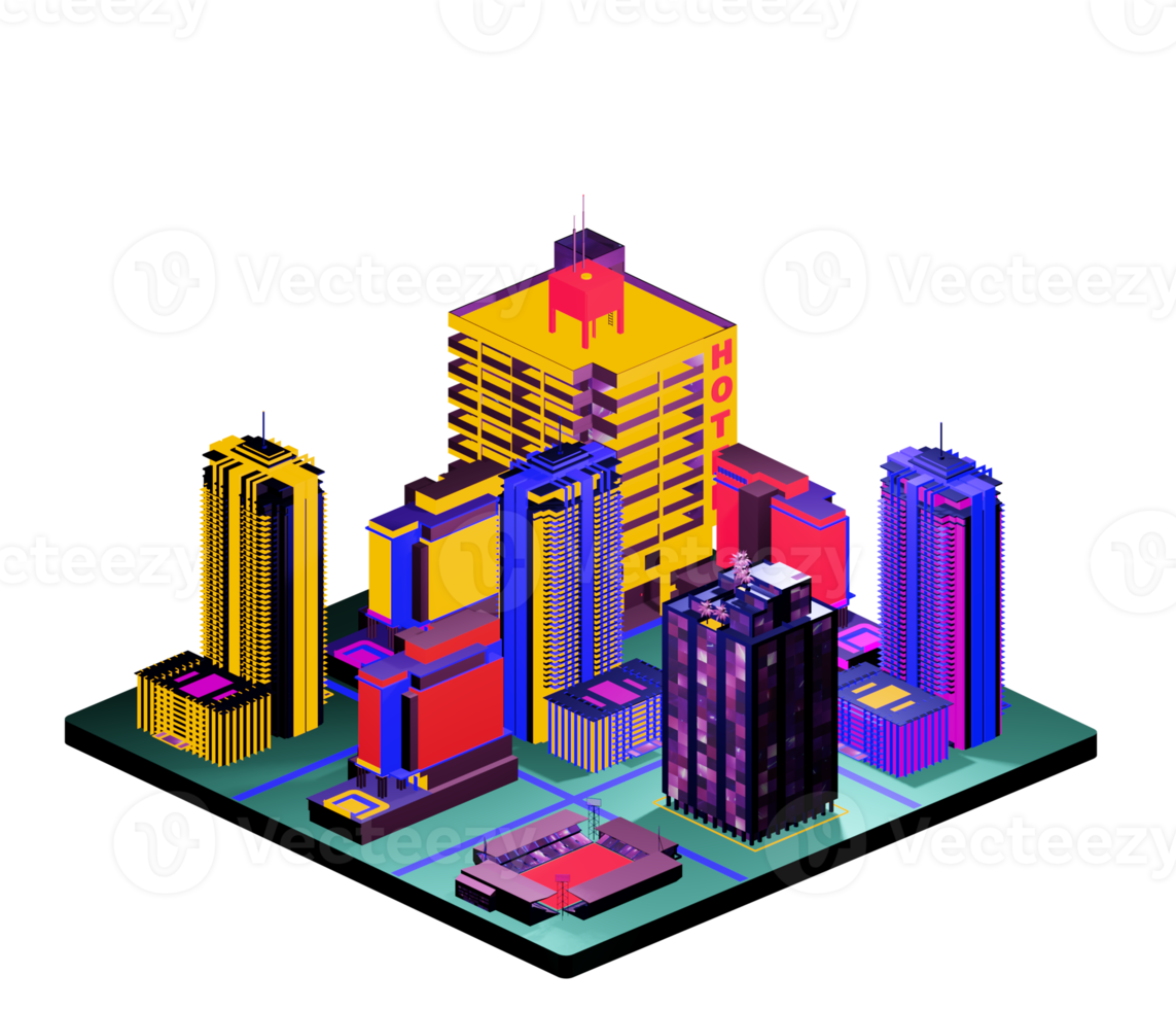 Isometric building arrangement png