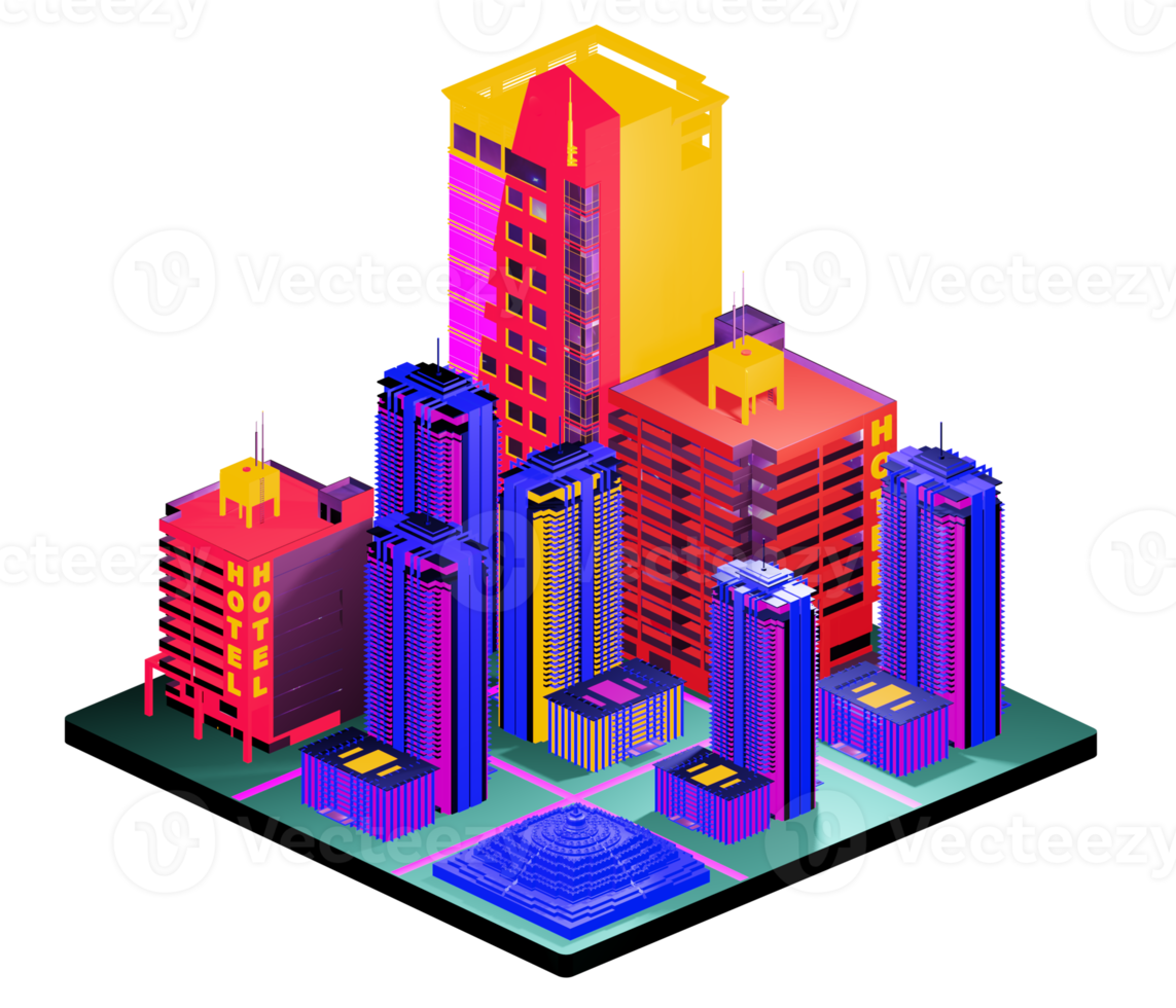 Isometric building arrangement png