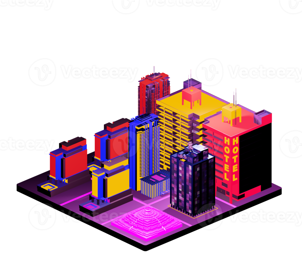 Isometric building in retro style png