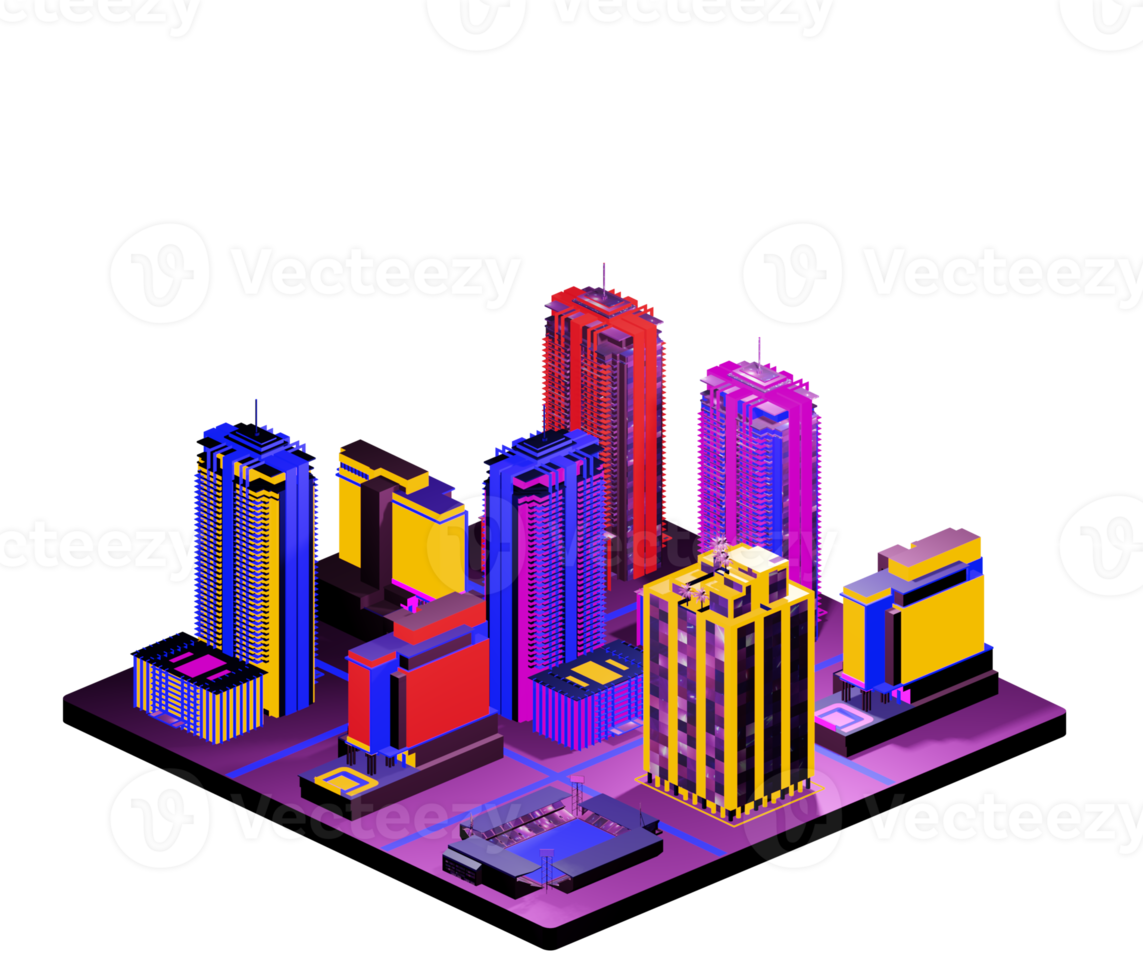 Isometric building arrangement png