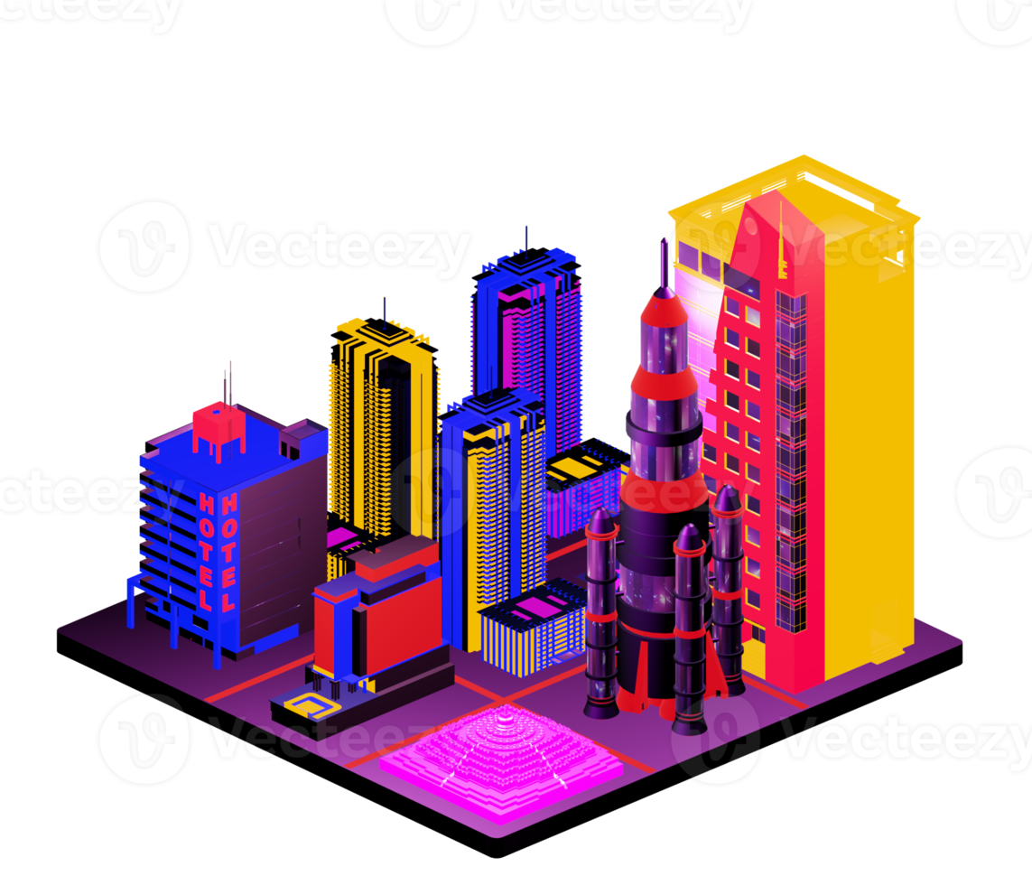 Isometric building in retro style png