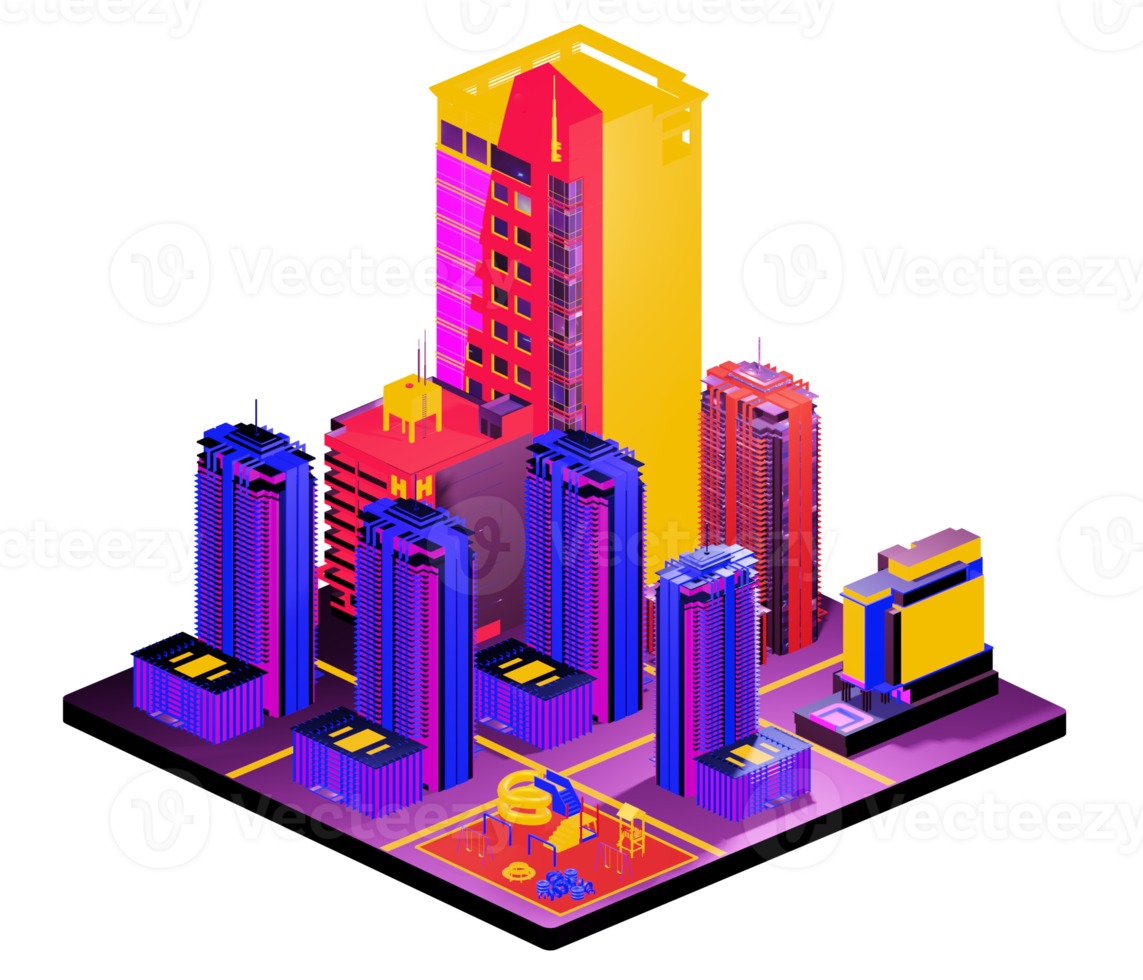 Retro isometric building png