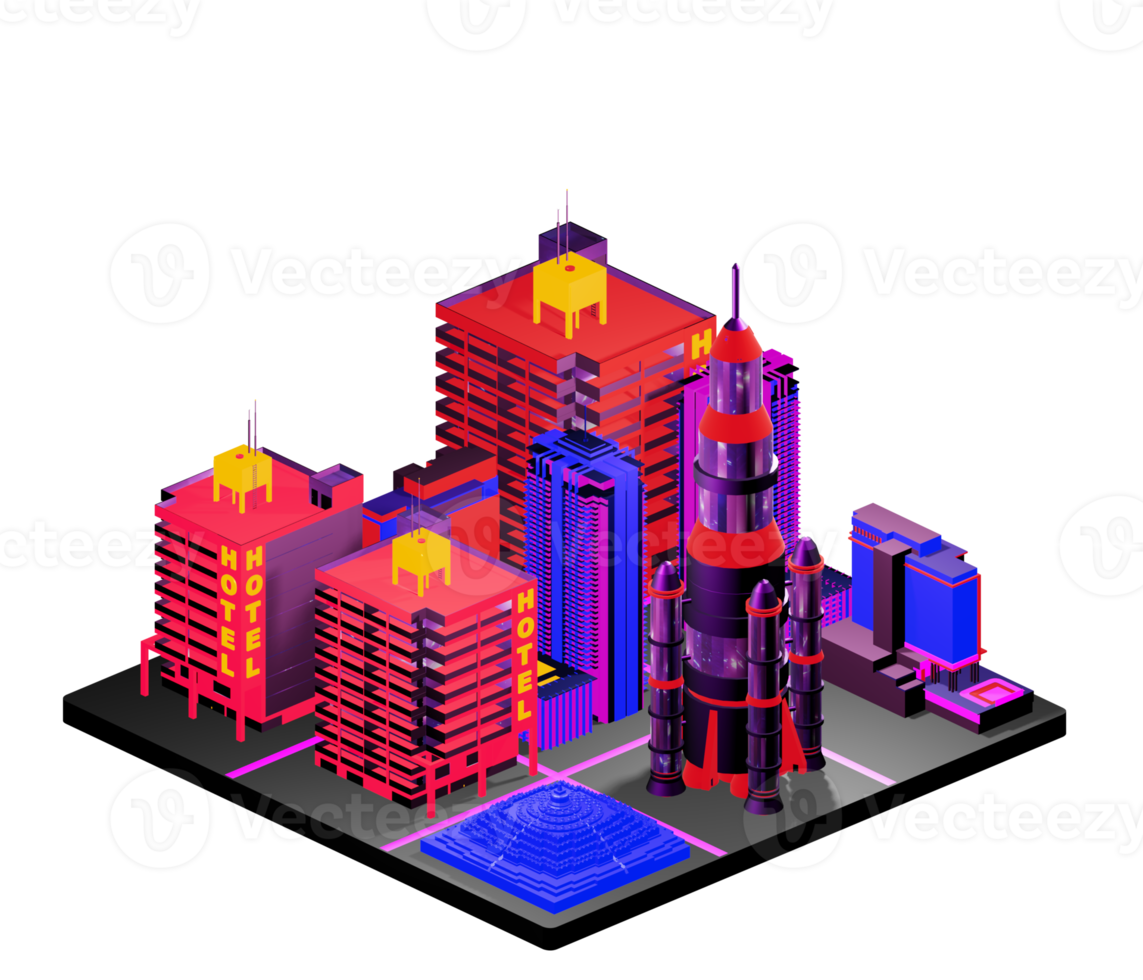 Isometric building in retro style png