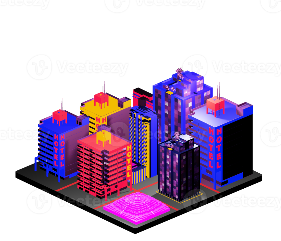 Retro isometric building png