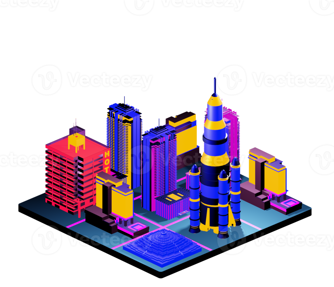 Isometric building in retro style png