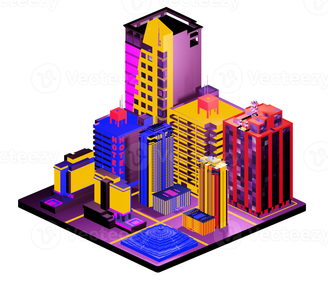 Isometric building in retro style png