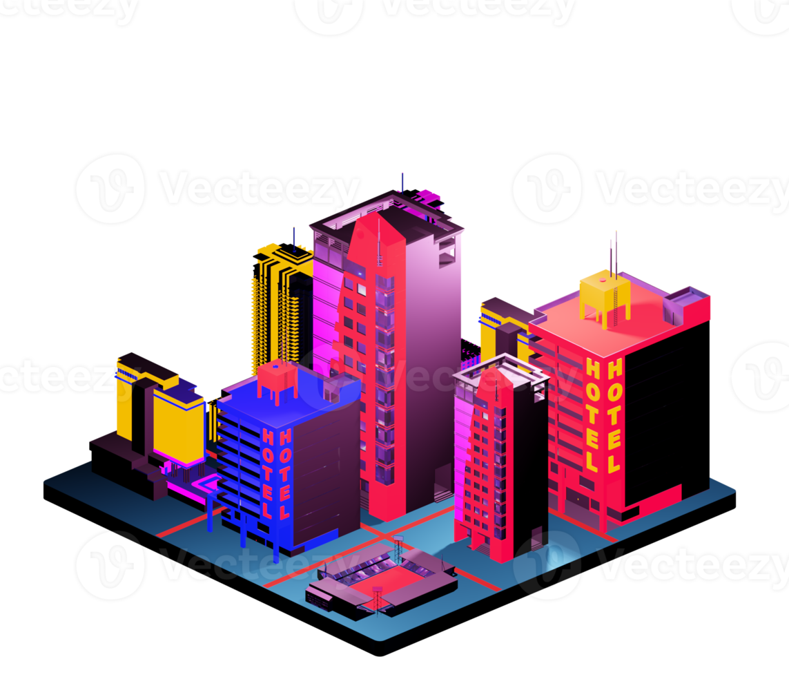 Isometric building arrangement png