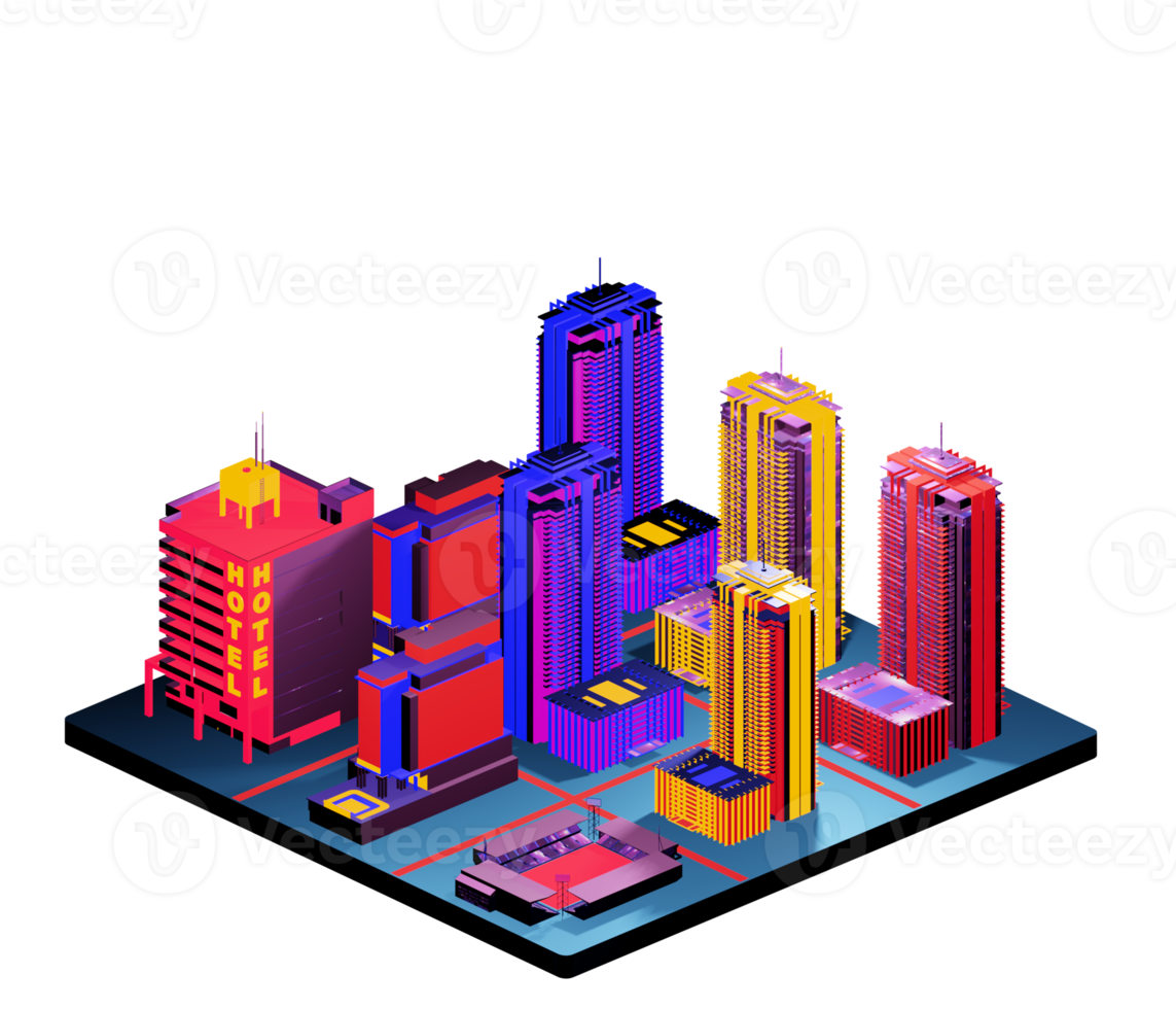 Isometric building arrangement png