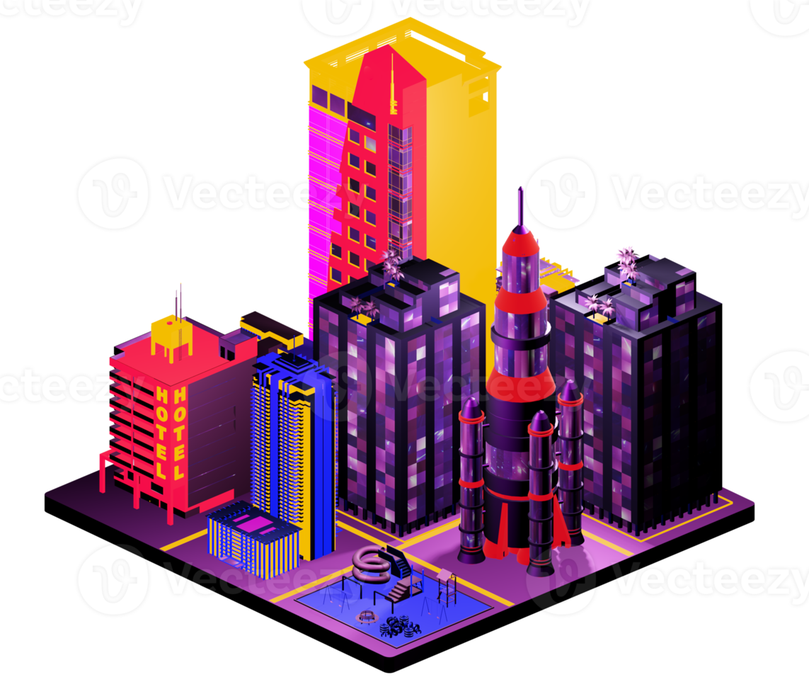 Isometric building arrangement png