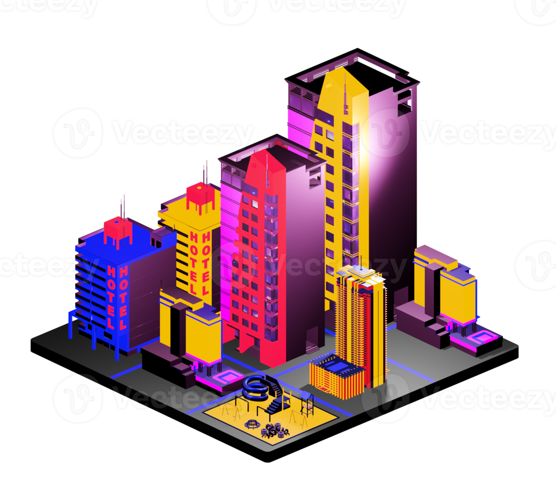 Isometric building arrangement png