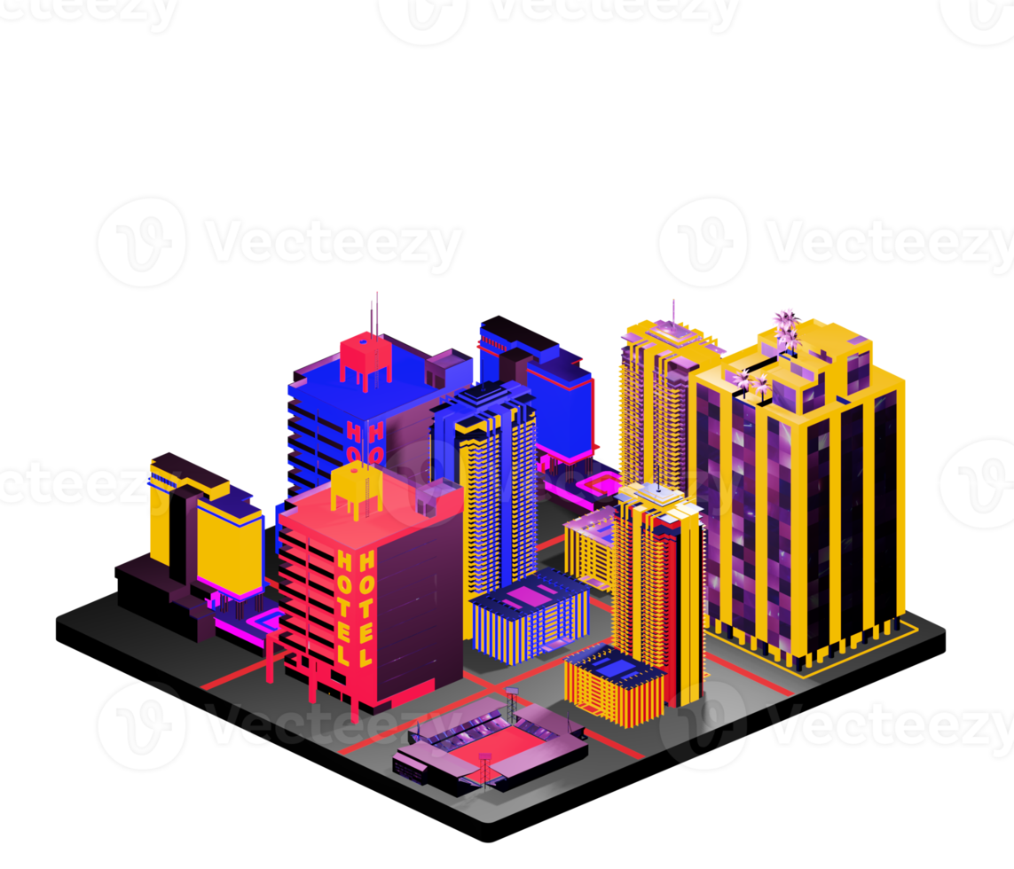 Retro isometric building png