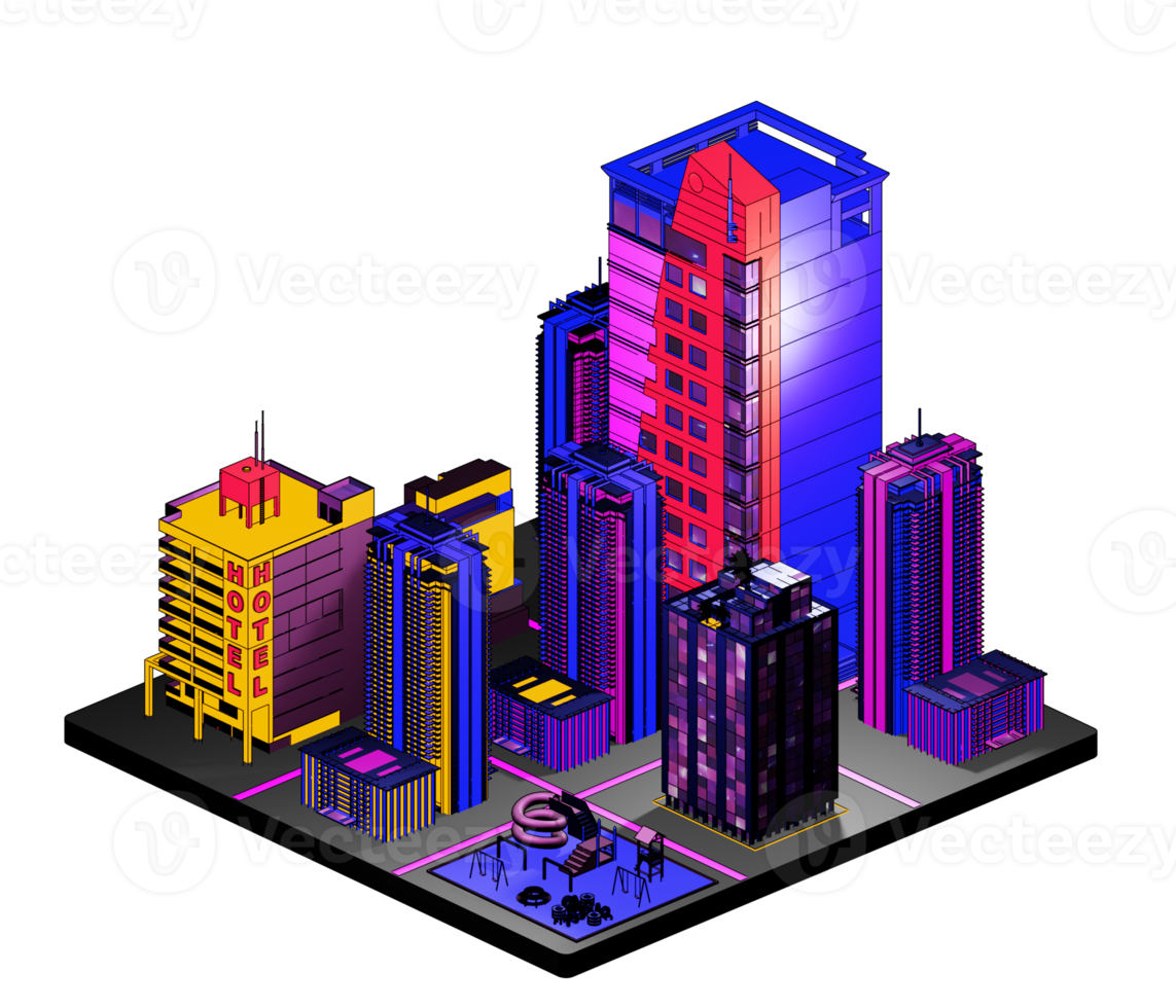 Retro isometric building png