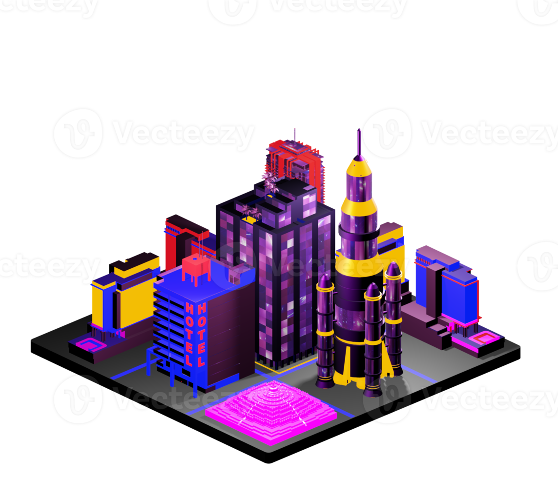 Retro isometric building png