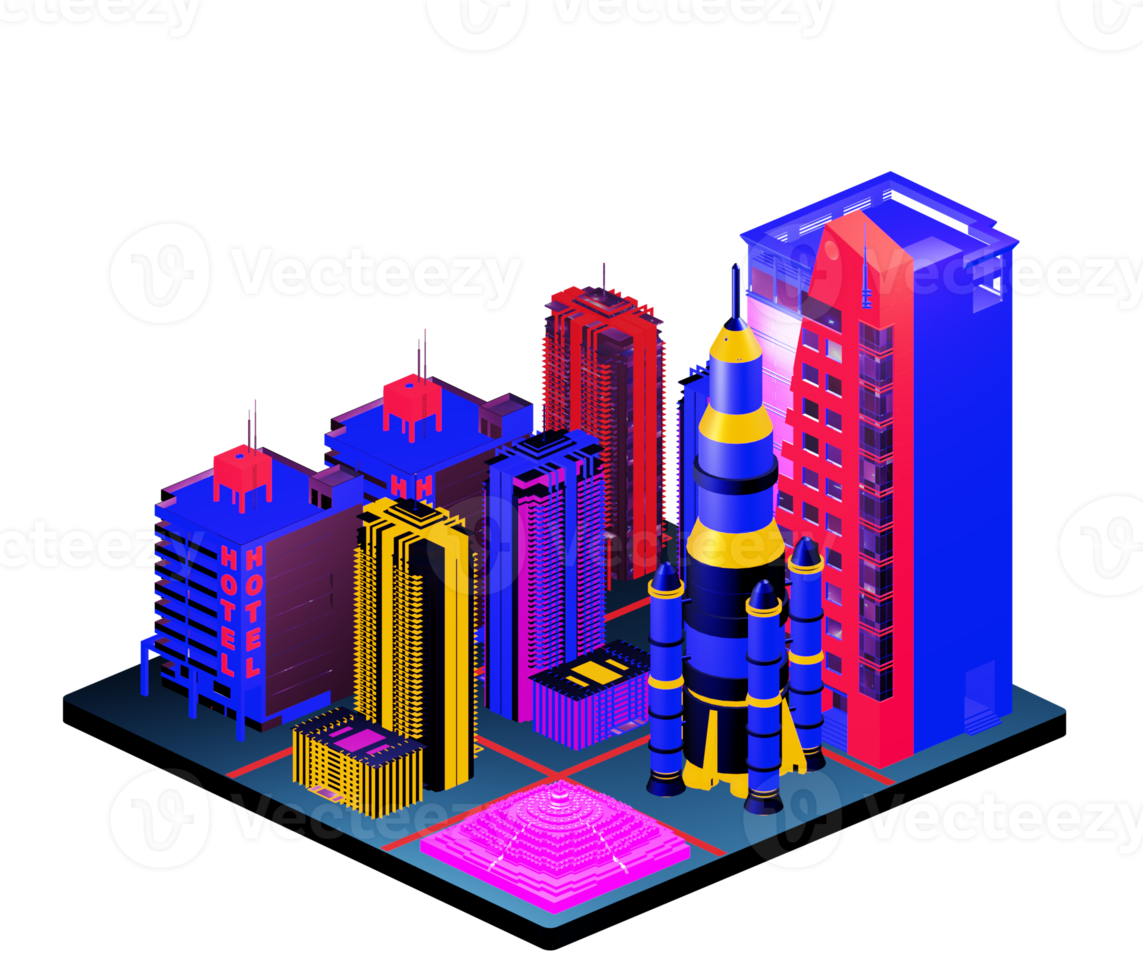 Isometric building in retro style png