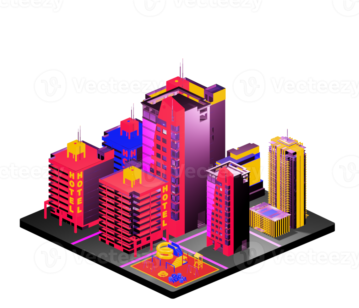 Retro isometric building png