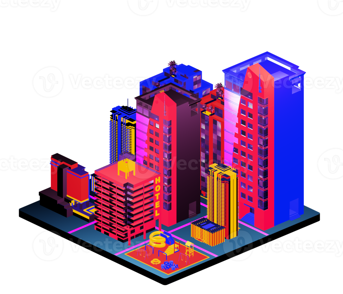 Isometric building arrangement png