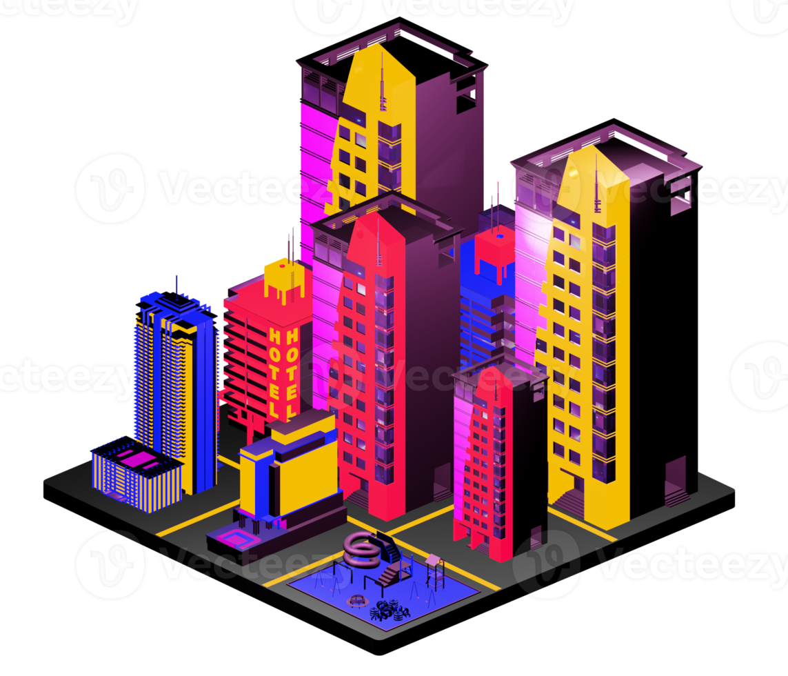 Retro isometric building png
