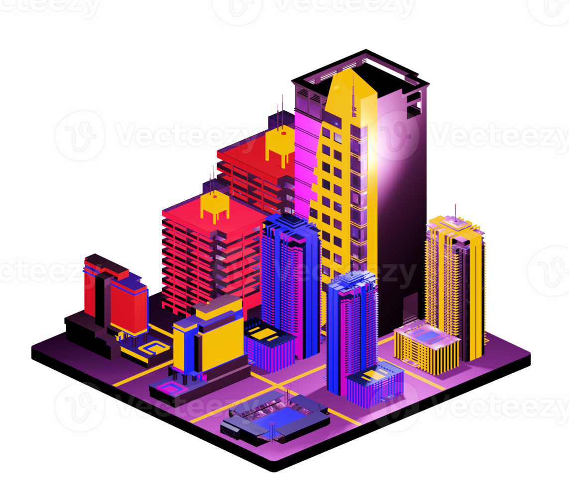 Retro isometric building png