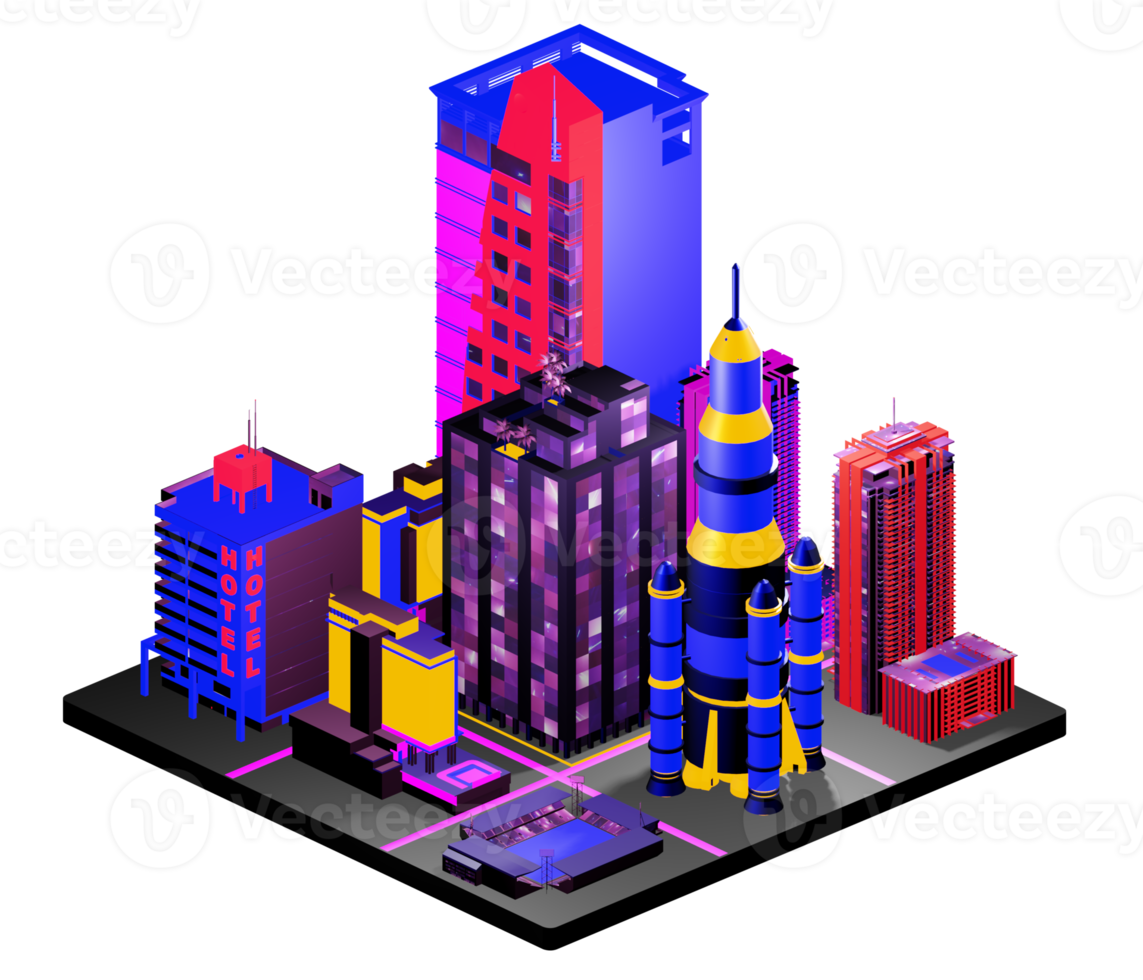 Isometric building in retro style png