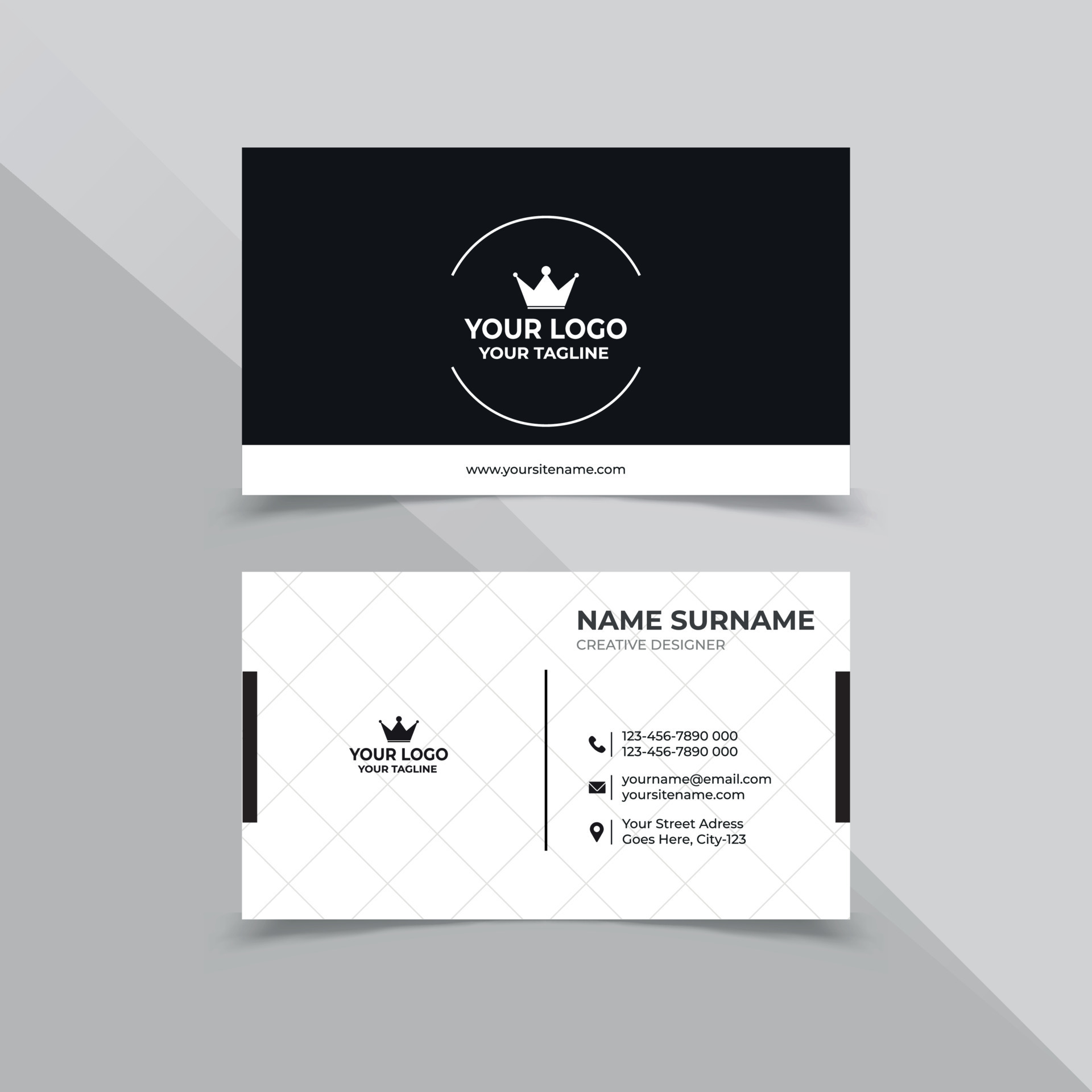 Minimal Business card design in Black and white color 12061014