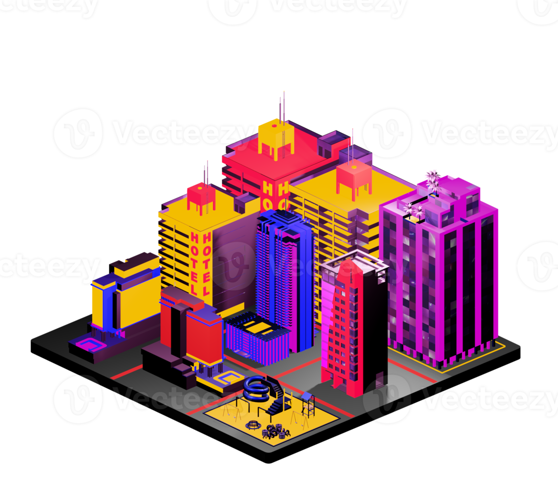 Isometric building arrangement png