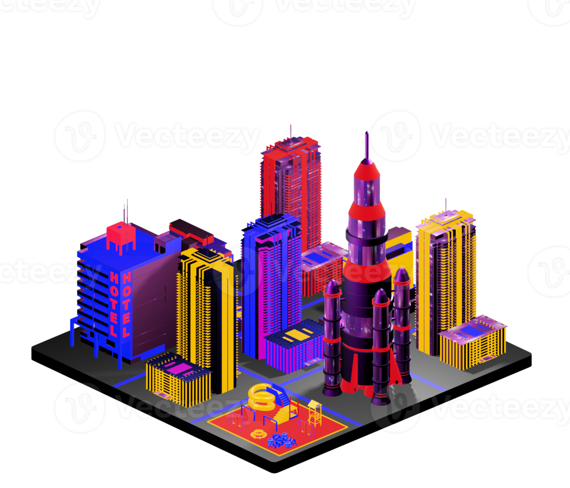 Isometric building arrangement png