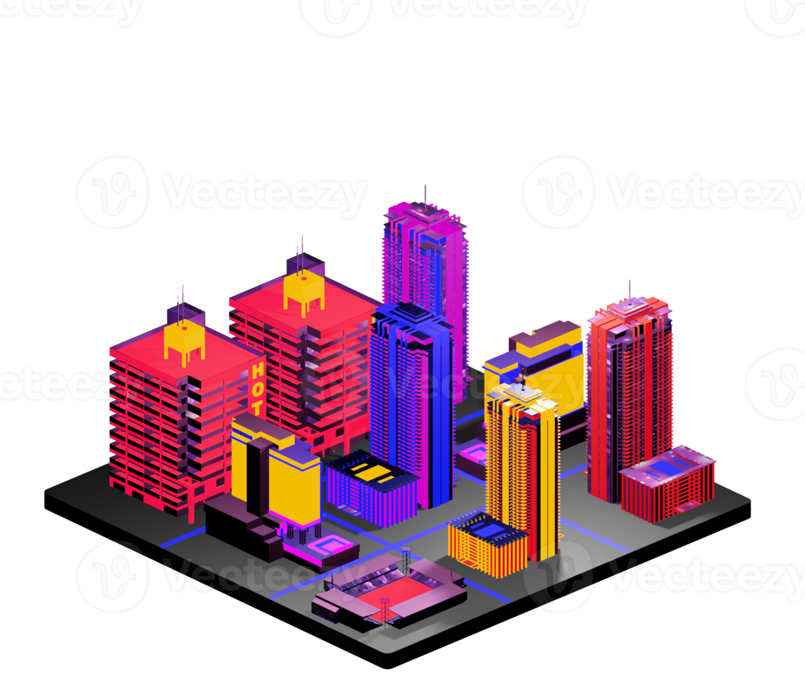 Retro isometric building png
