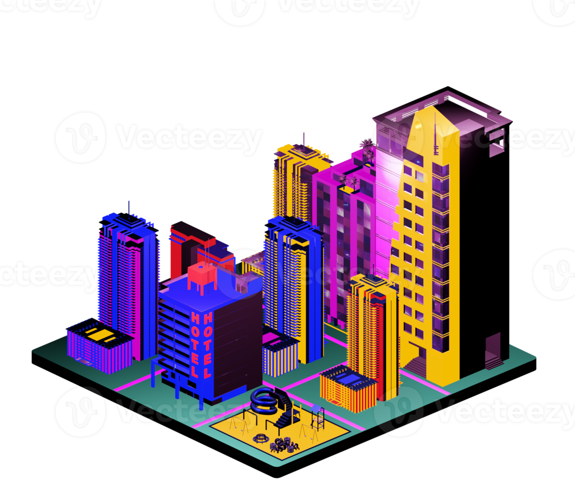 Isometric building arrangement png