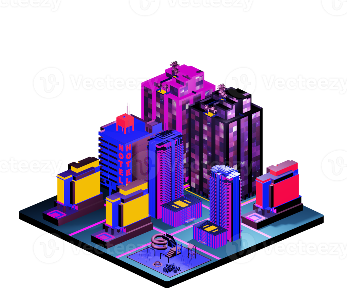 Isometric building arrangement png