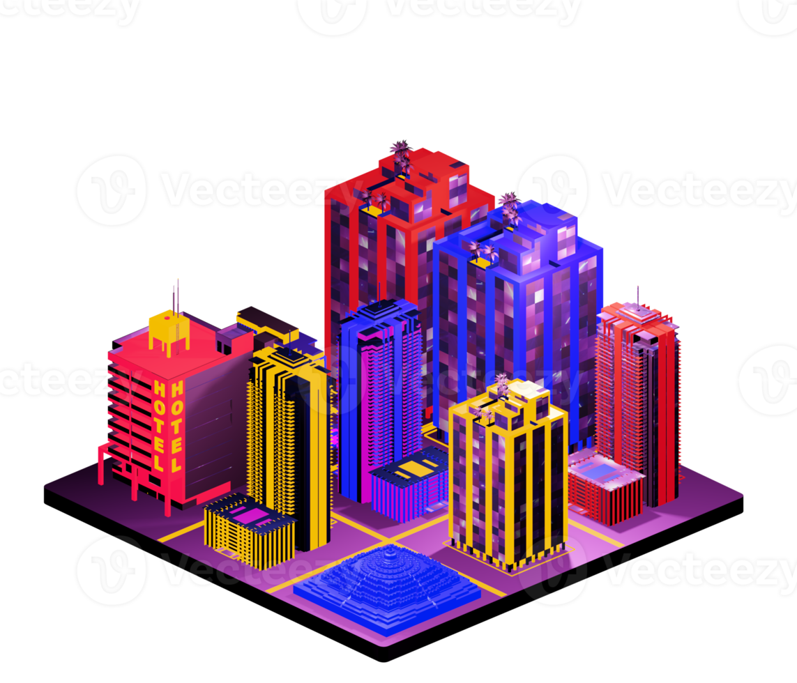 Isometric building arrangement png