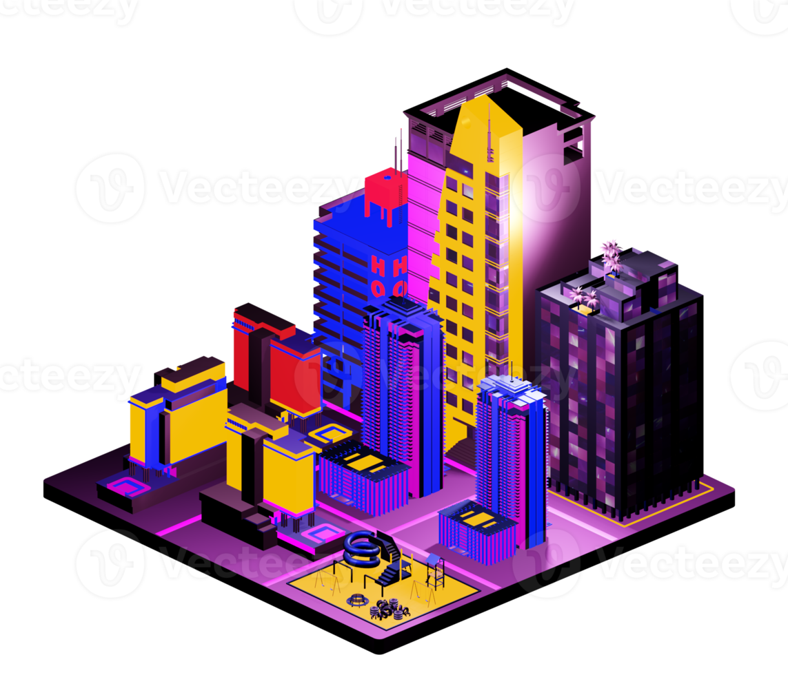 Isometric building arrangement png