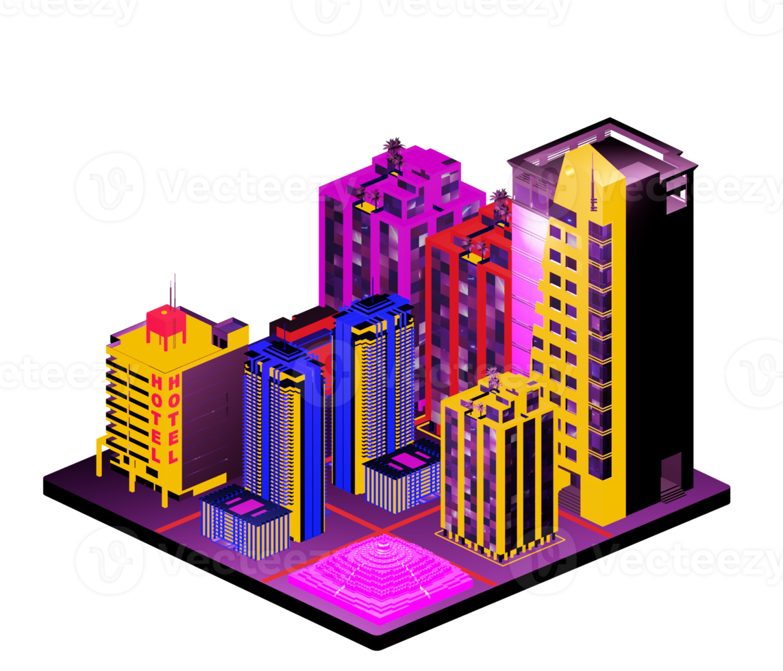 Isometric building in retro style png