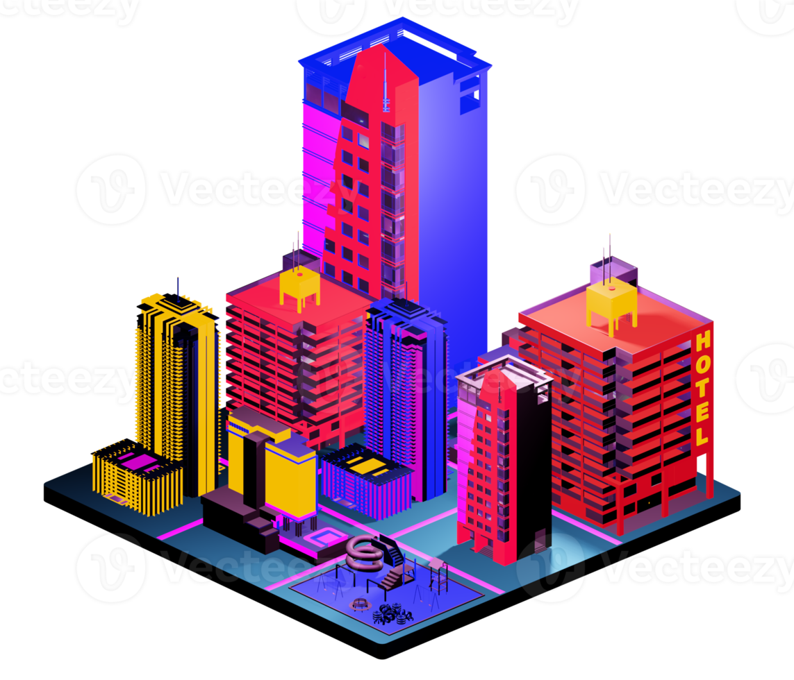 Retro isometric building png