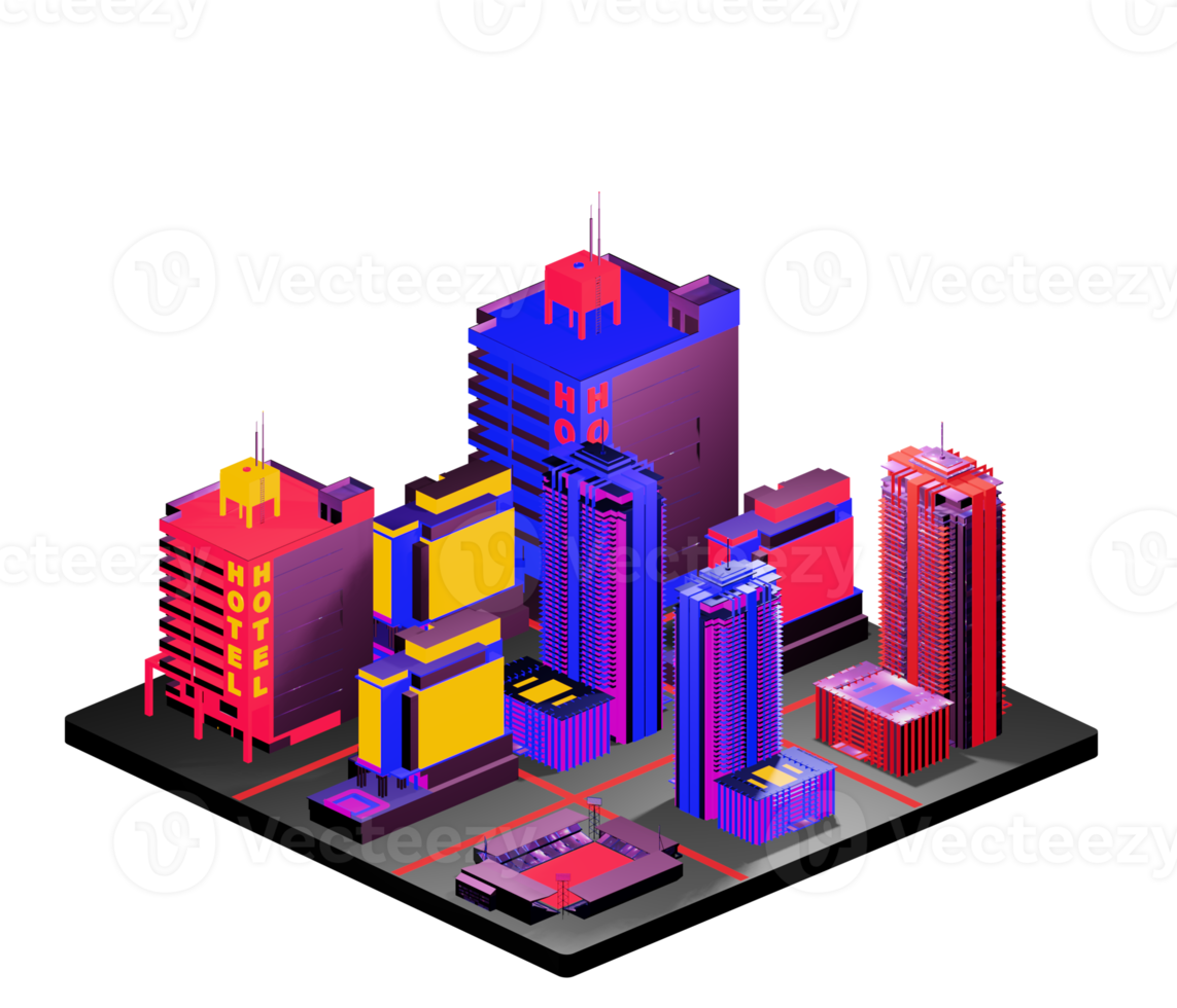 Isometric building arrangement png