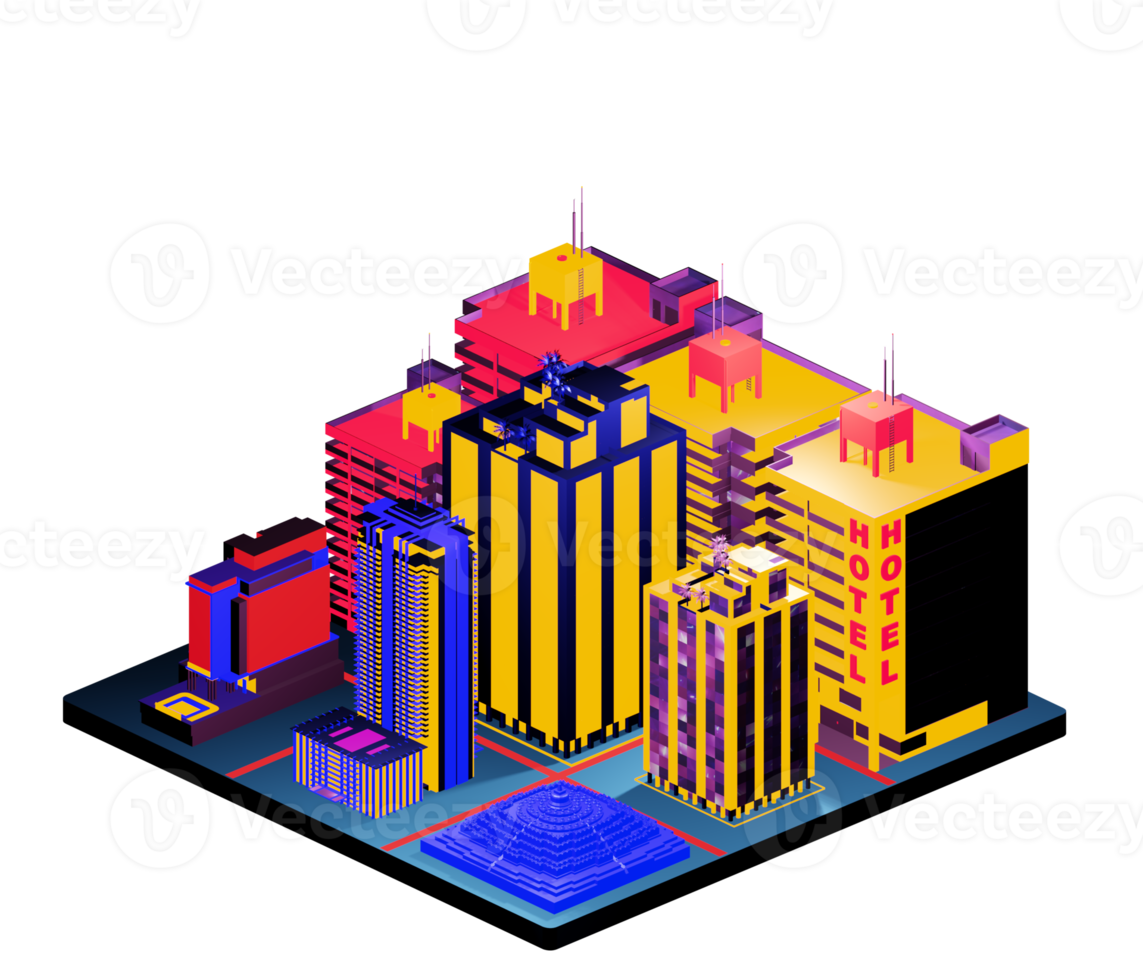 Isometric building arrangement png