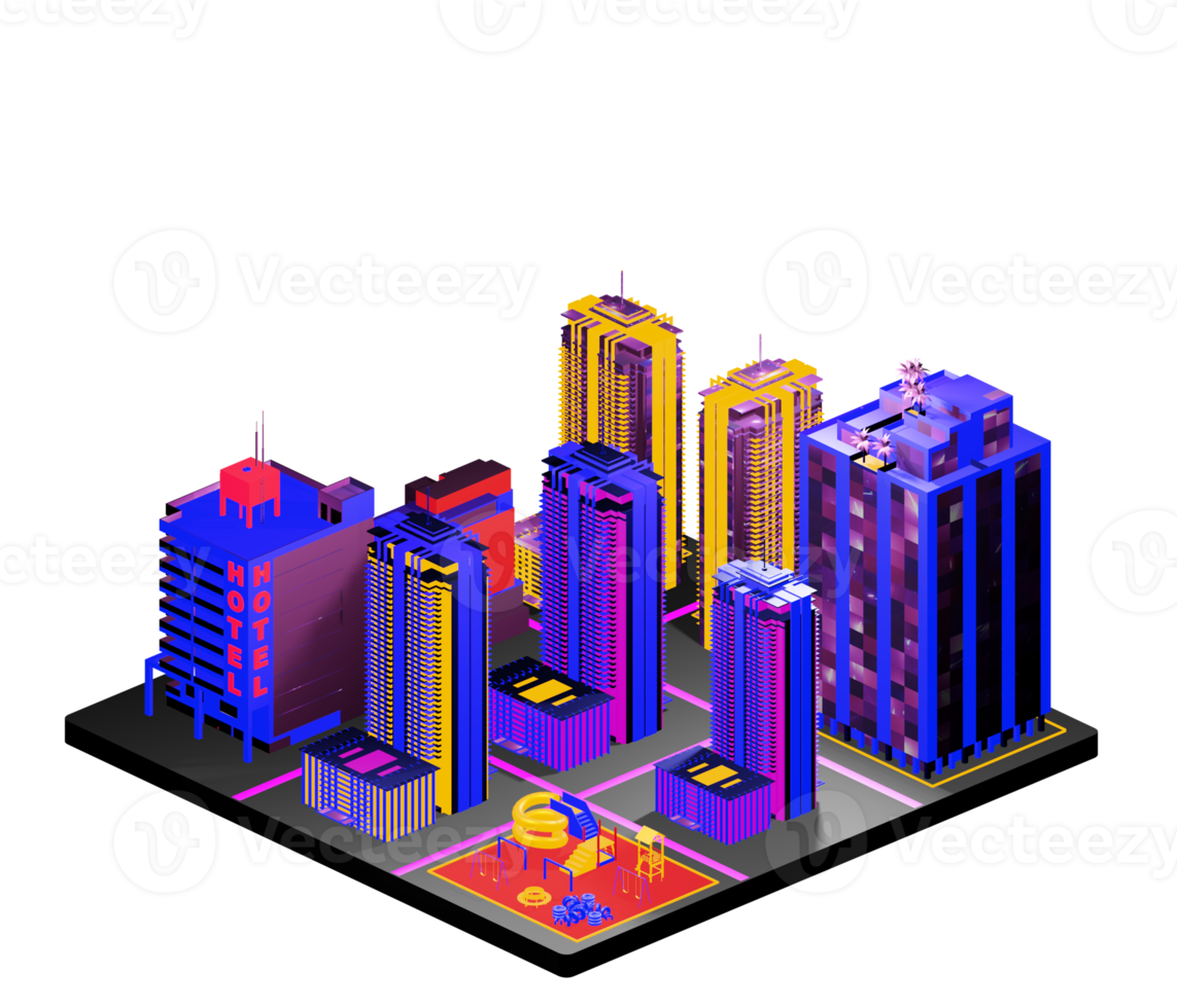 Isometric building arrangement png