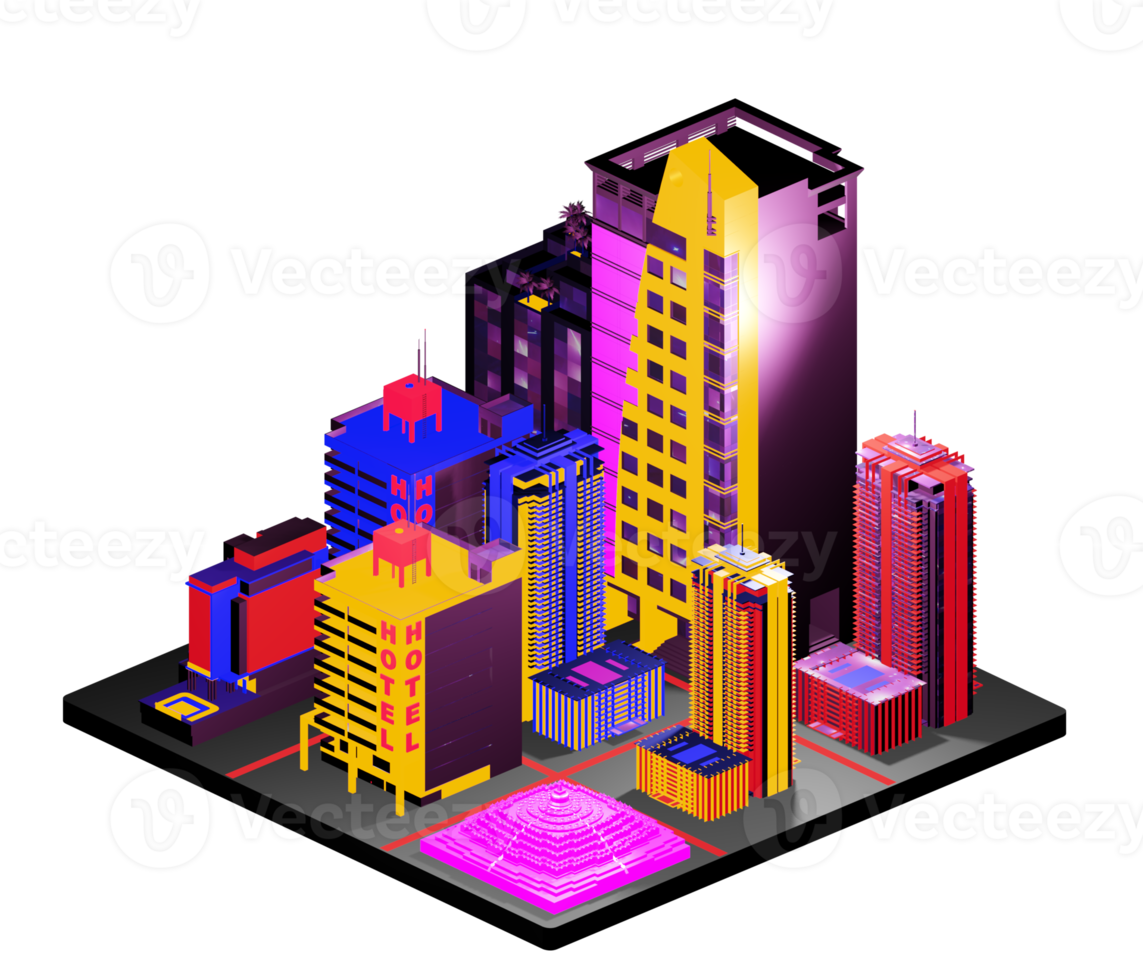 Isometric building arrangement png