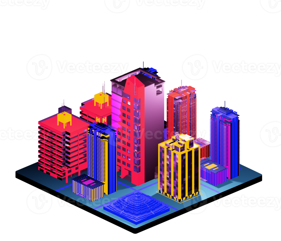 Isometric building arrangement png