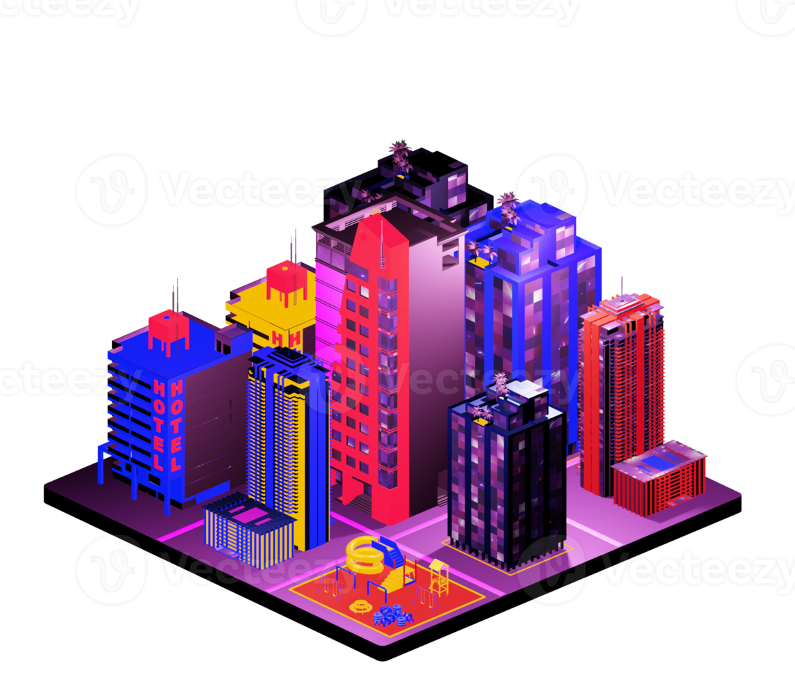 Isometric building arrangement png