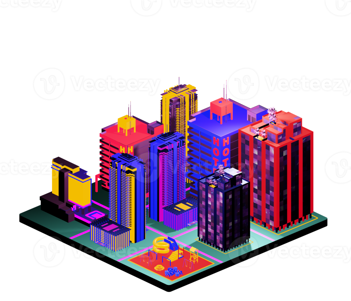 Isometric building arrangement png