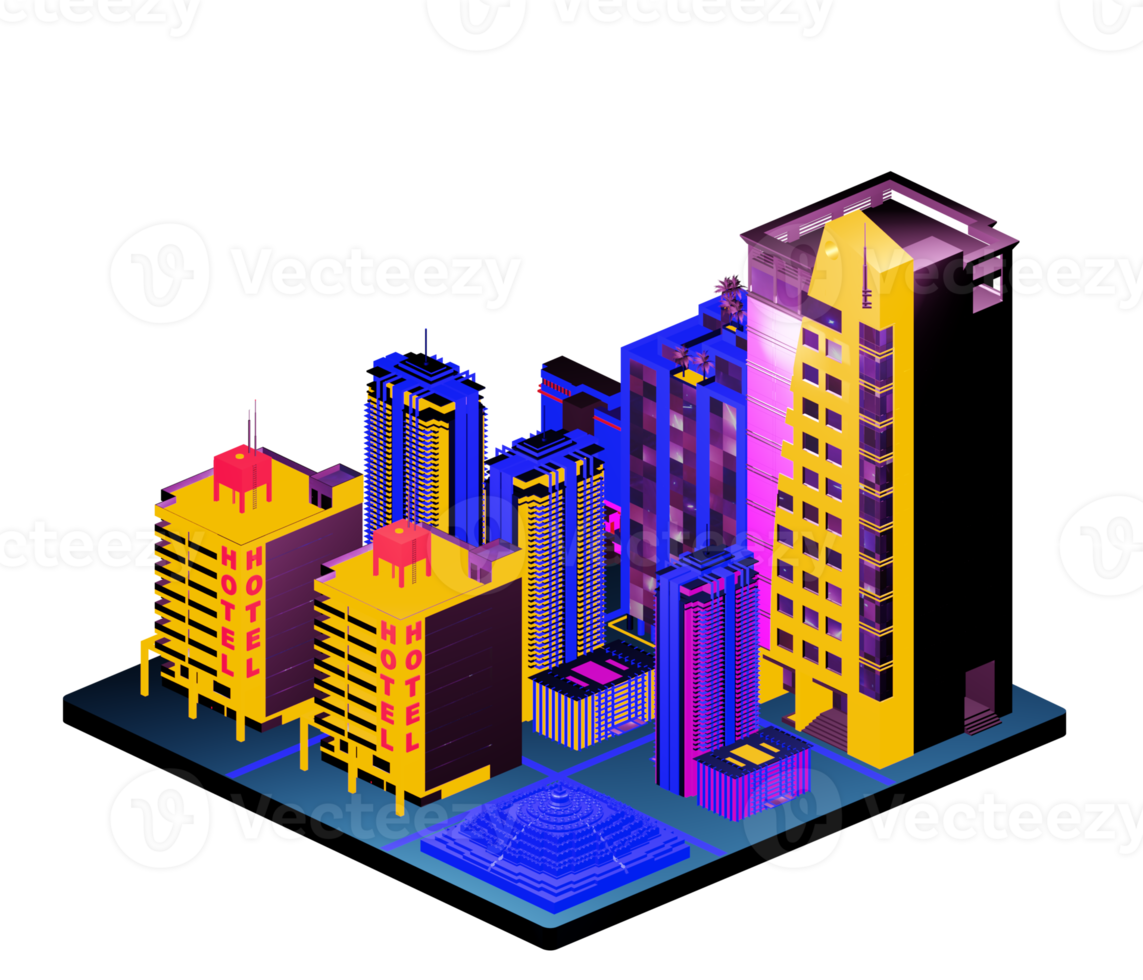 Retro isometric building png