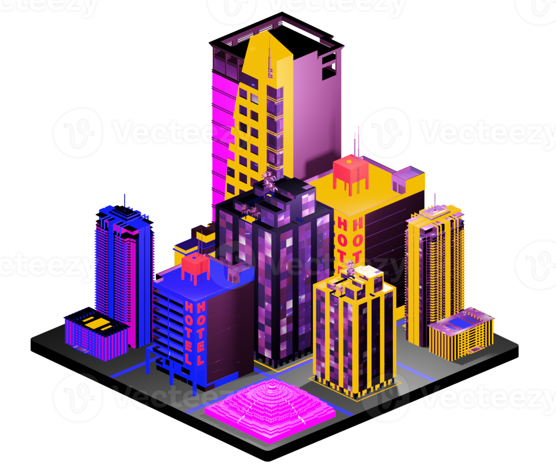 Isometric building arrangement png