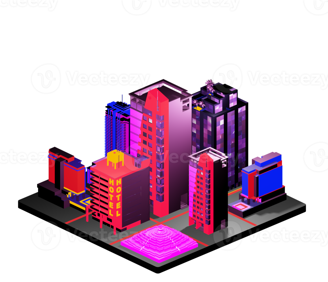 Retro isometric building png