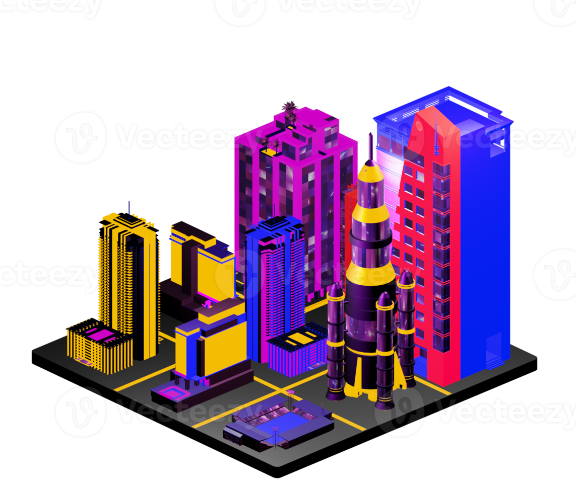 Isometric building in retro style png