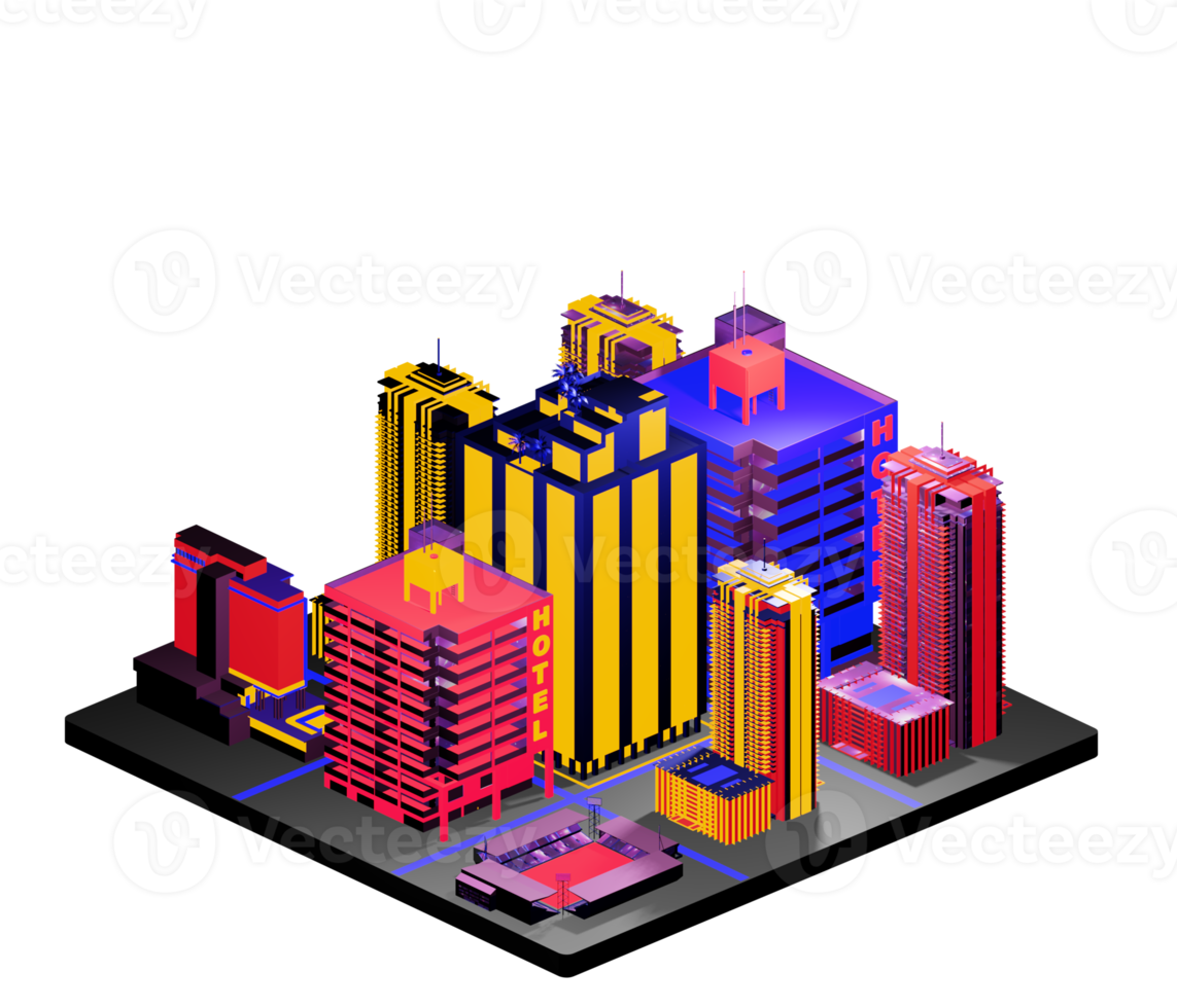 Isometric building arrangement png