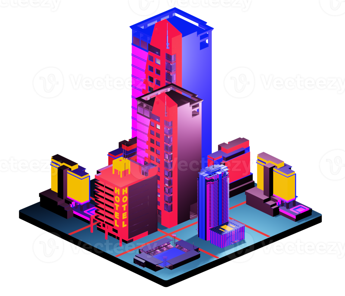 Isometric building in retro style png