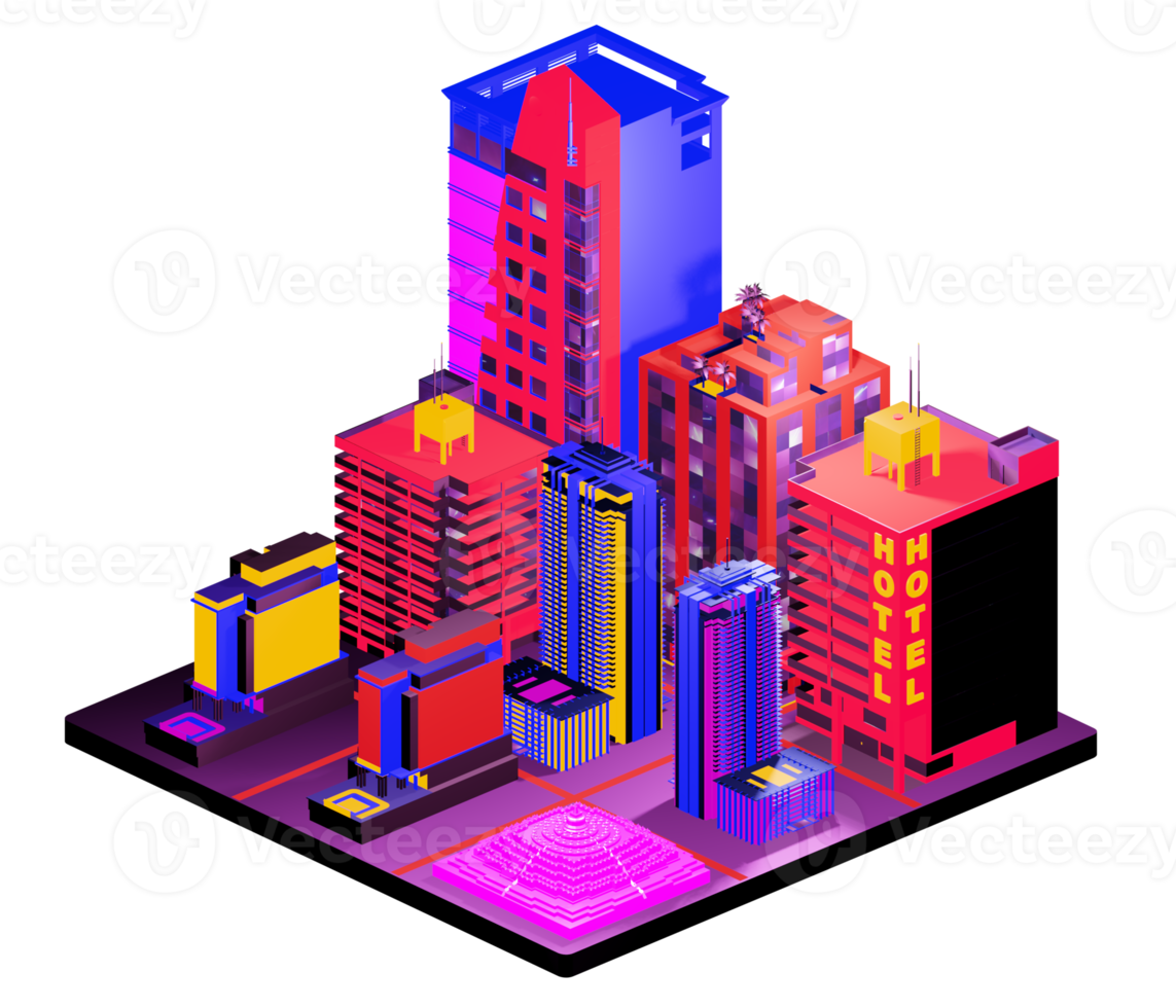 Retro isometric building png