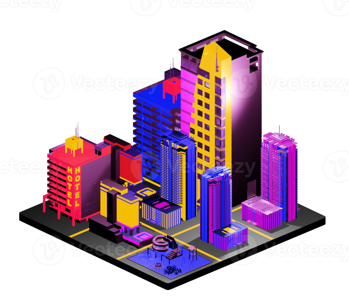Isometric building in retro style png