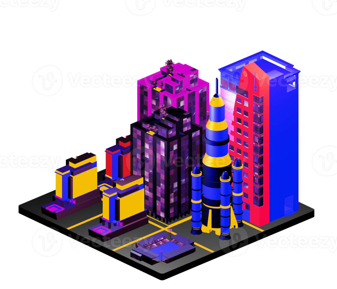 Isometric building arrangement png