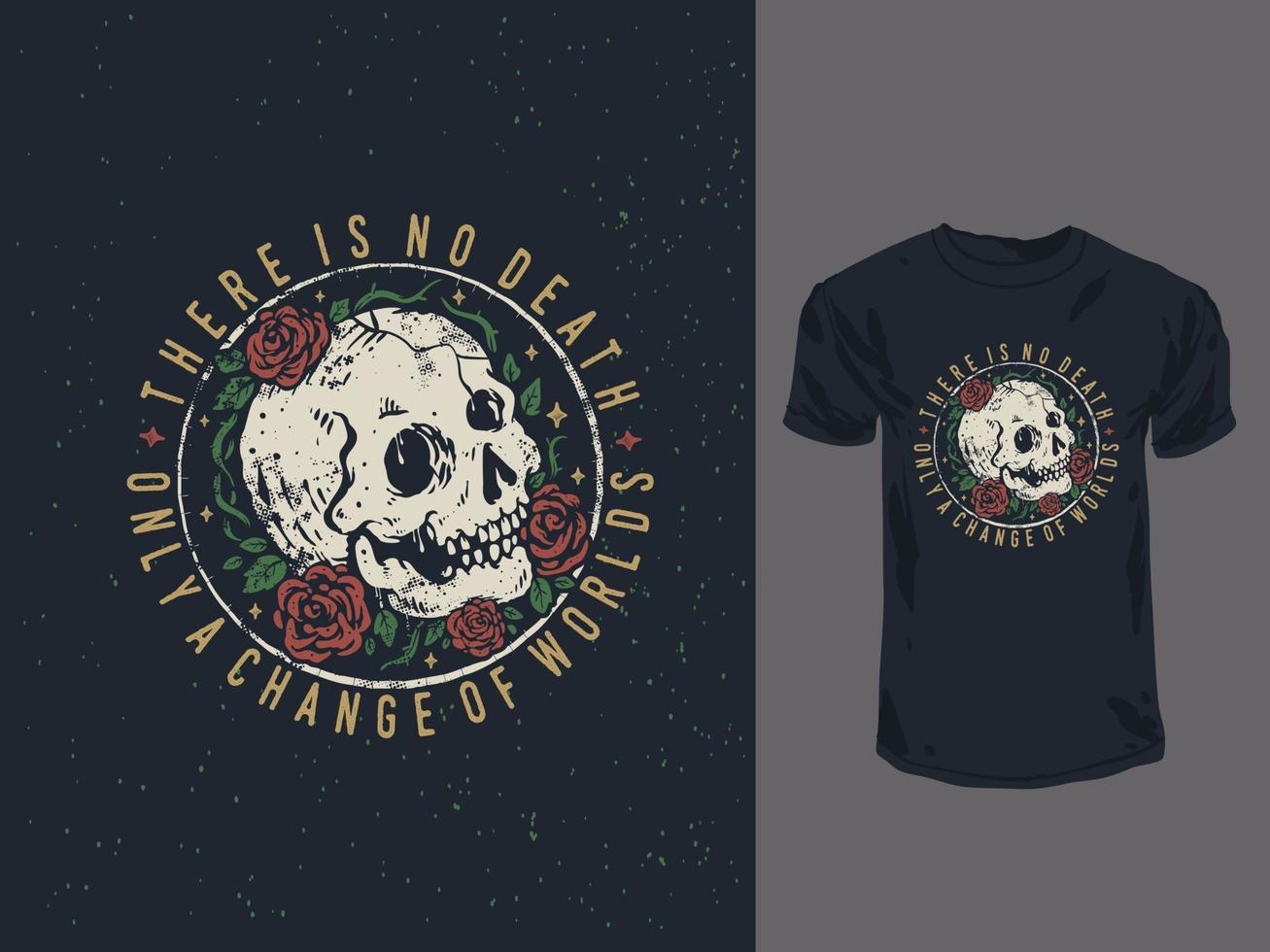 The skull and the roses typography t-shirt design vector